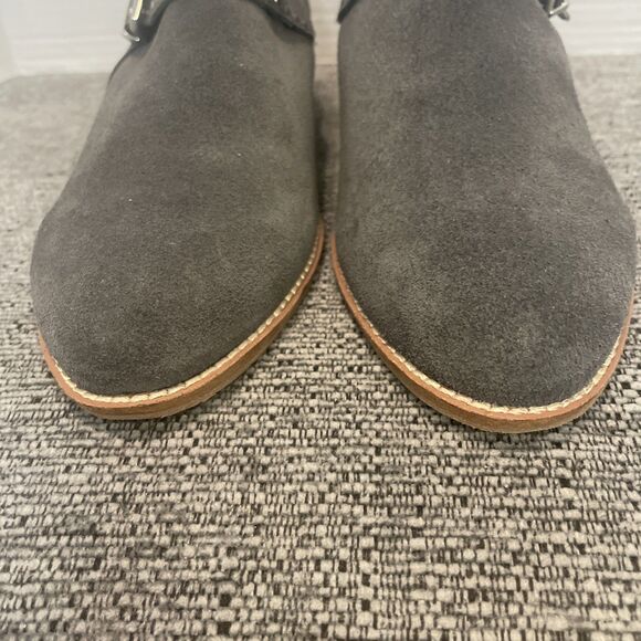 Dolce Vita Booties Women’s 10‎ Grey Ankle Boots Suede Buckle Block Heel Western - Picture 3 of 15
